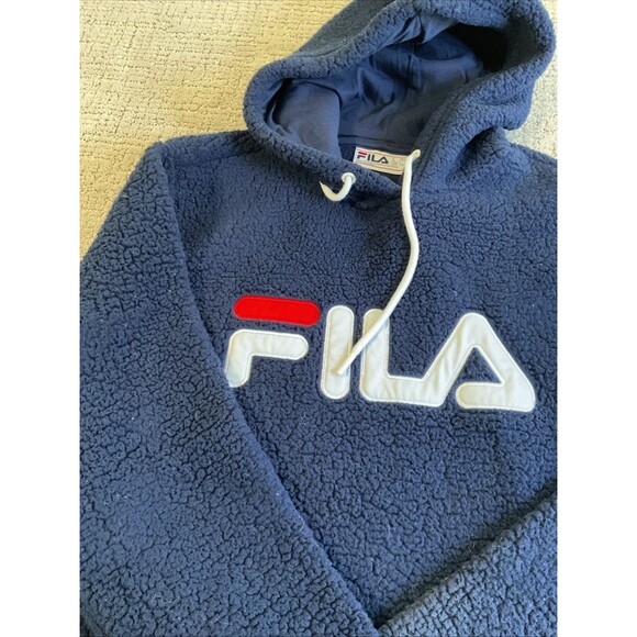 Fila Women's Navy Blue Caroline Sherpa Fleece Hoodie Pullover (Size L).EUC - Picture 10 of 11